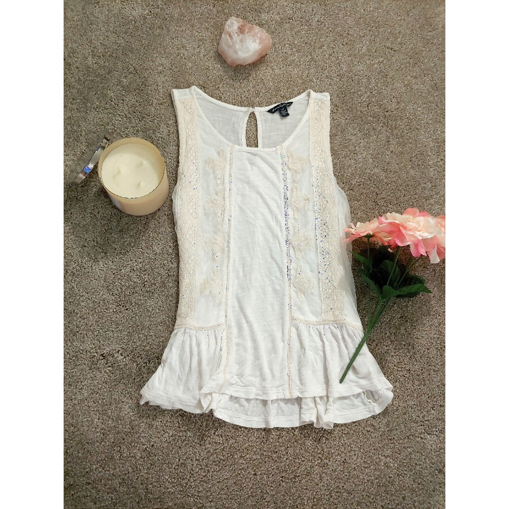 Cream and Lace Tank Top